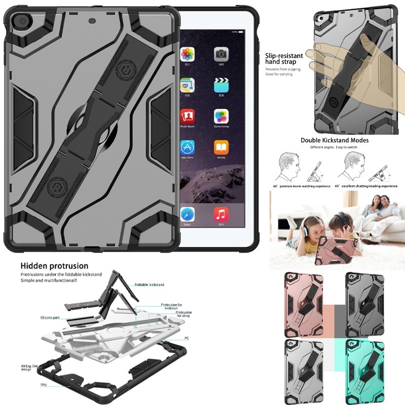 Untuk iPad mini 1 2 3 4 5 6 iPad 5th 6th Gen 9.7 inci 2017 2018 Kickstand Lipat Armor Militer Kasar 