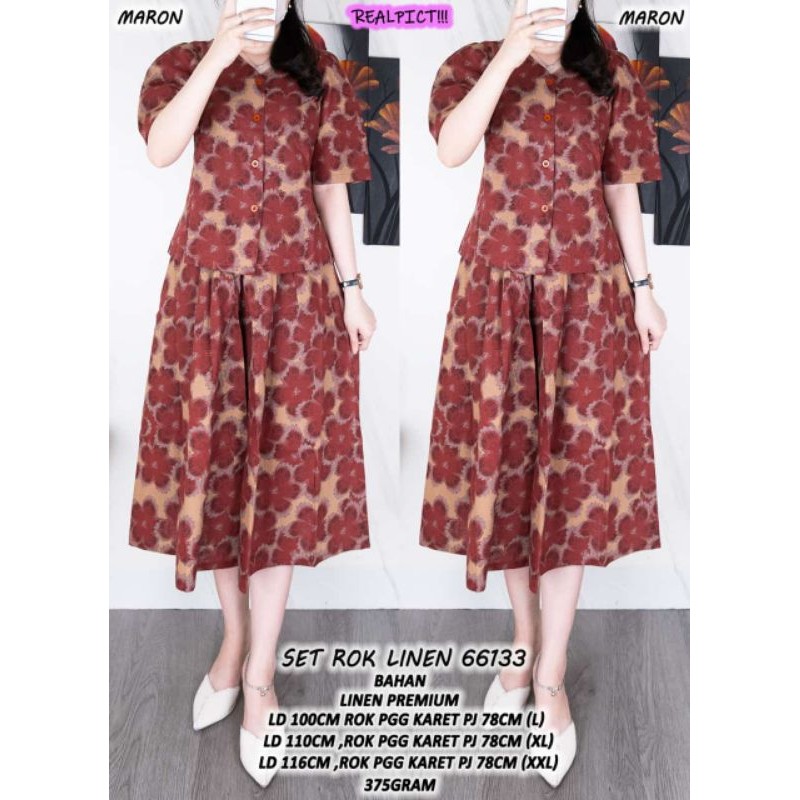 Setelan Rok Linen Premium
