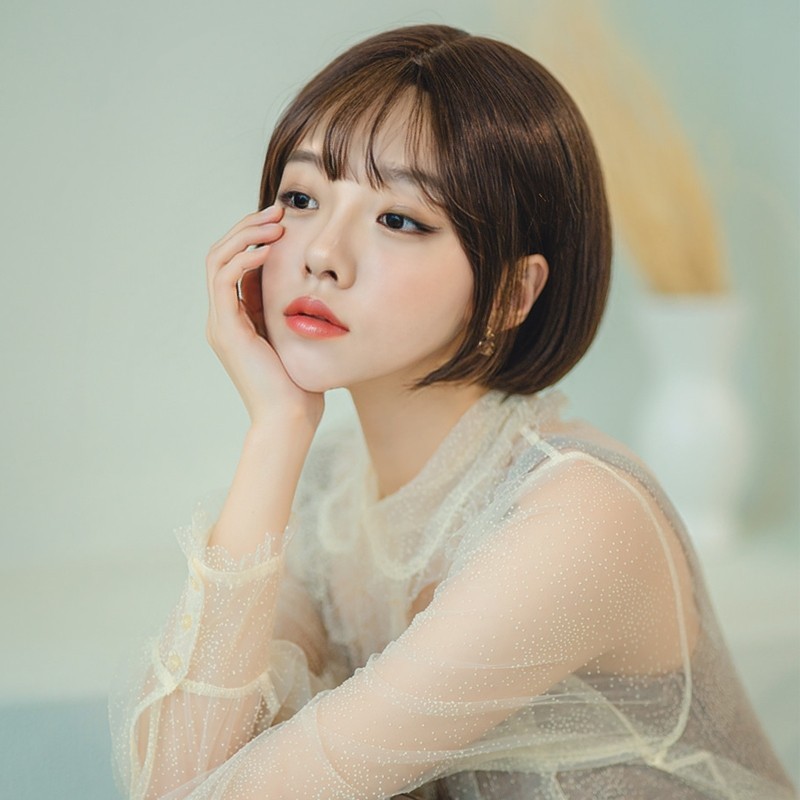 Wig Gaya Eropa dan Amerika Wanita, wik rambut wanita pendek wig wanita full kepala wig daily/35CM Ra