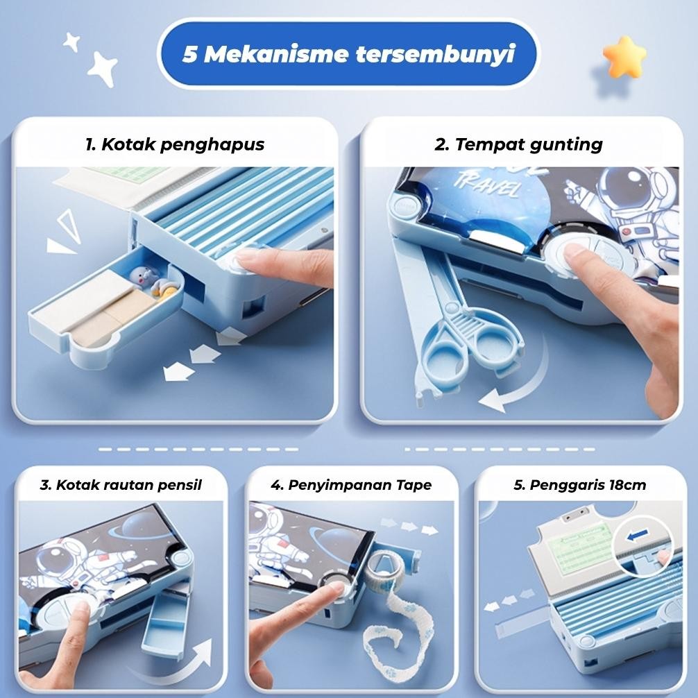 

TERLARIS CODKotak Alat Tulis/Kotak Pensil Pola Kartun Rautan Kapasitas/Tempat Pensil Dua Lapis Bahan Plastik Multifungsi Untuk Anak /alat tulis aesthetic hg-24