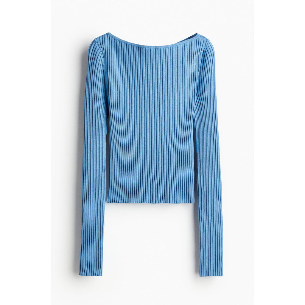H&M Wanita Rib-knit boat-neck top 1227735_3
