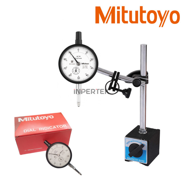 Paket Dial Indicator Mitutoyo 2046A + Magnetic Base Test Stand Gauge Pick Indikator Set Alat Ukur Di