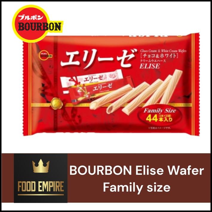 

Bourbon Elise Family Size 158 Gr | Choco & White Cream Wafer Jepang