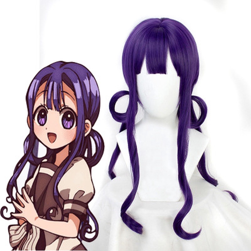 Wig Cosplay Hanako-kun Aoi Akane Terikat Toilet Ekor Kuda Rambut Lurus Ungu Panjang |16F25B09|