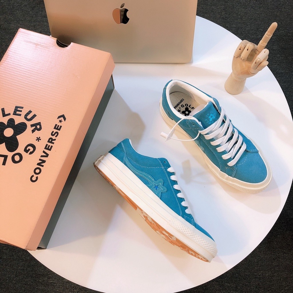 Sepatu Skate Converse One Star X Golf Le Fleur Sepatu Kanvas Kasual Potongan Rendah untuk Wanita Pri