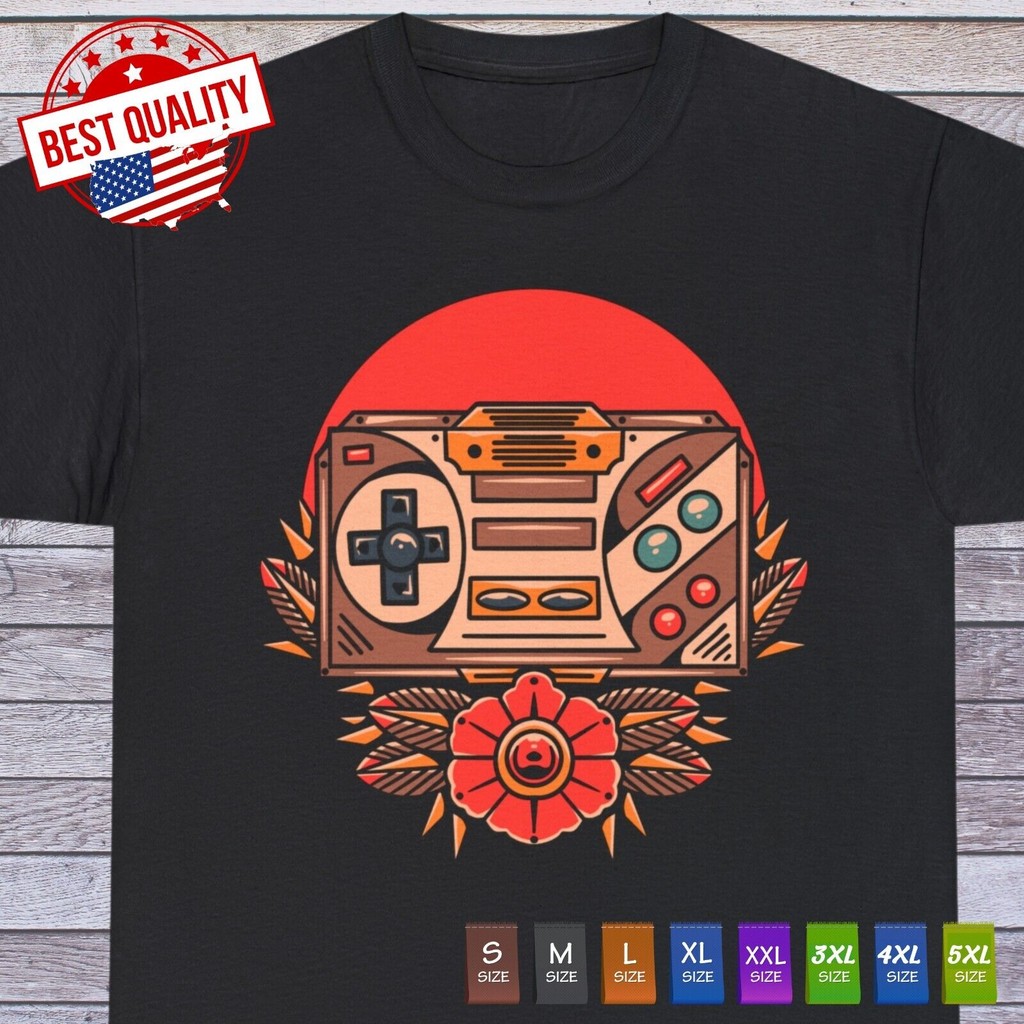 Seni Konsol Game Baru T Pakaian Gamer Tato Tradisional Jadul