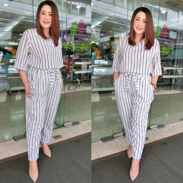 Jumpsuit Wanita Jeans Korean Style Baju Kodok Terbaru 2024 Dewasa 1Set Jmsuit Outfit Cewe 1Setel Ove