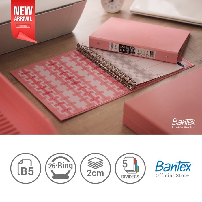 

Amberela Bantex B5 Multiring Binder - Musky Pink- Batik Series (1 Pcs) #1336 74