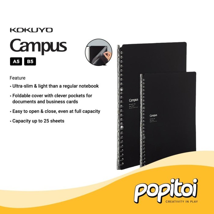 

Amberela Kokuyo Smart Ring Biz Binder A5 B5 Black Notebook Loose Leaf