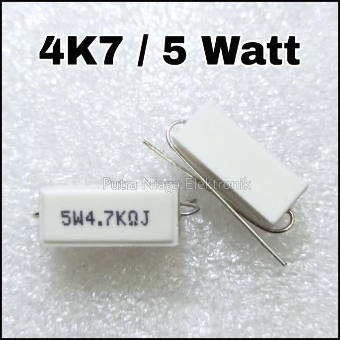Resistor 4.7K ohm 5 watt 4K7 5W keramik / kapur / cemen 4,7K 5watt putr4n Murah