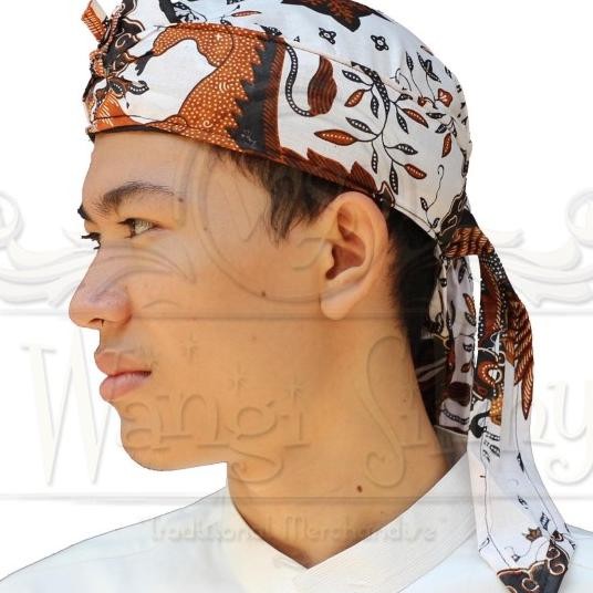 Blangkon Iket Sunda Batik Cirebon - Bendo Totopong Iket Sunda Putih