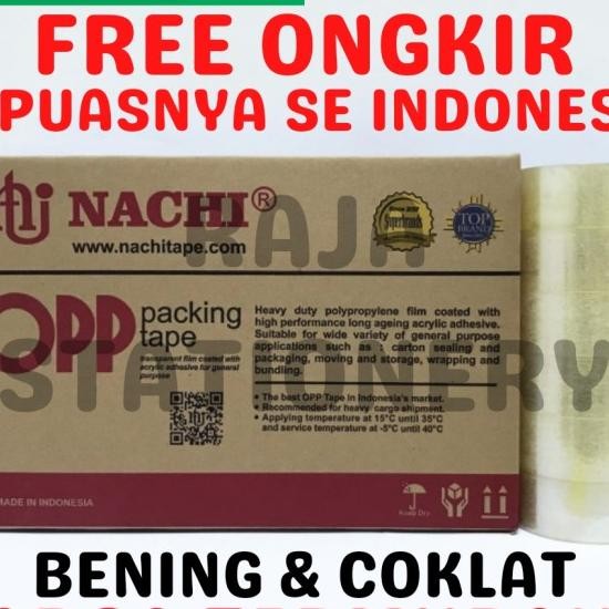 

Lakban Nachi 2 Inch 100 Yard 48Mm Opp Bening Coklat Tape 1 Dus 72 Roll