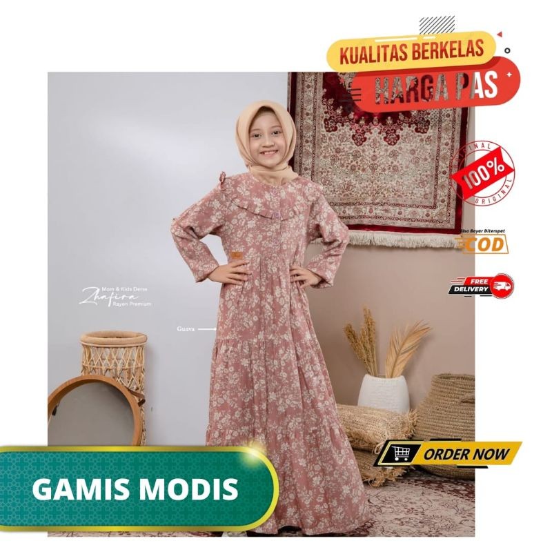 ZHAFIRA DRESS KIDS BY ARRAFI BAJU GAMIS ANAK DRESS ONLY GAMIS ANAK MOTIF GAMIS LEBARAN GAMIS NGAJI A