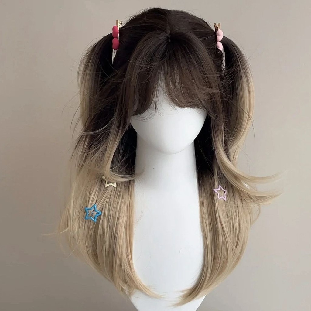 

Tiger Spot Wig Gradien Warna Panas Kucing Siam Rambut Panjang Wanita Warna Cokelat Paris Lukisan Wig Ujung Penuh Celup Tingkat Tinggi YIDE