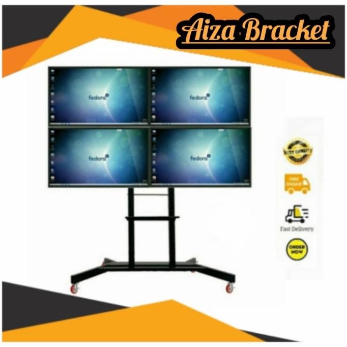 Bracket Braket Standing TV Roda 4 layar Monitor 32 40 43 49 50 Inch GAM