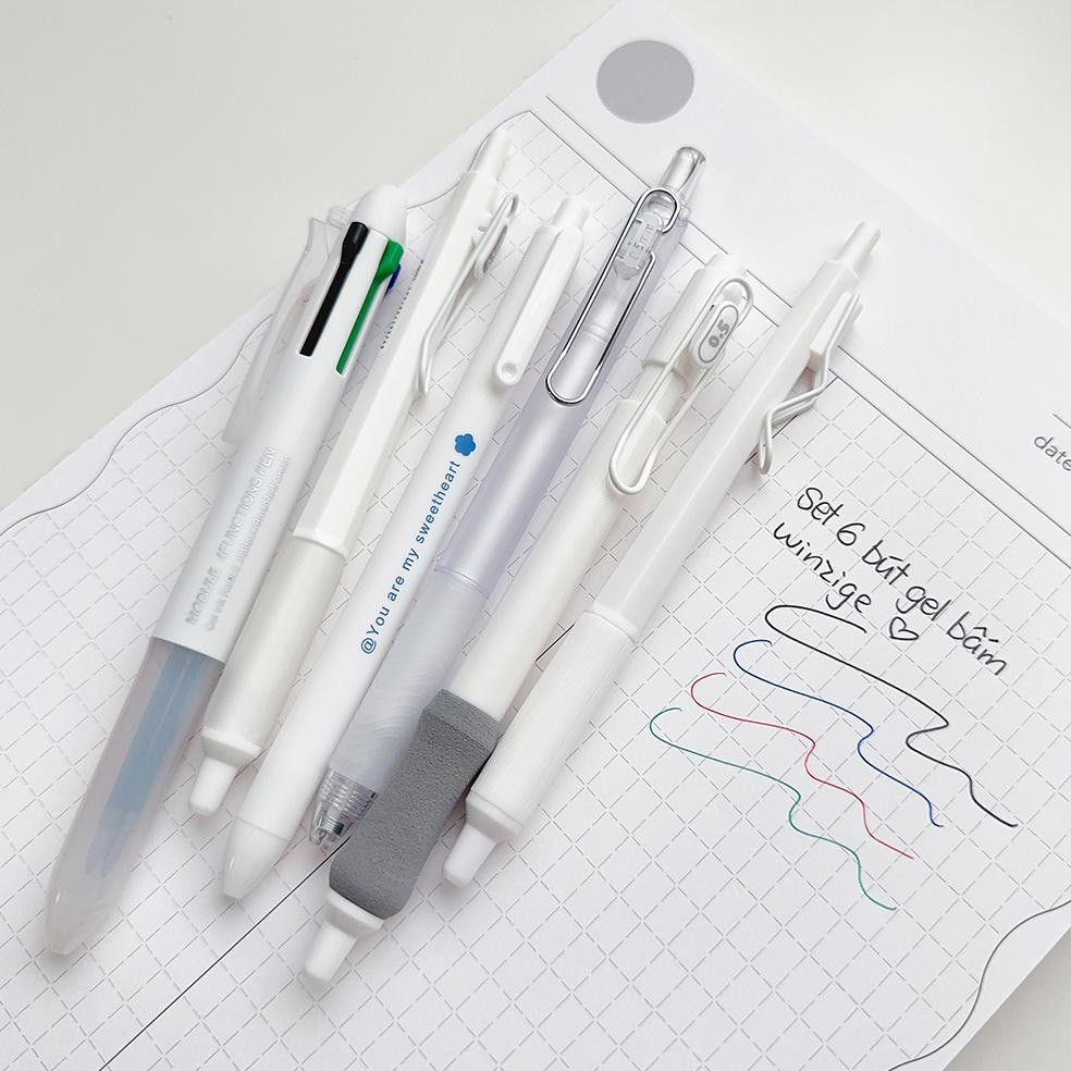 

dh-68 Winzige MURA 6pcs pulpen gel 0.5mm 0.38mm pulpen aesthetic retractable gel pens pen mekanik tinta hitam Terlaris