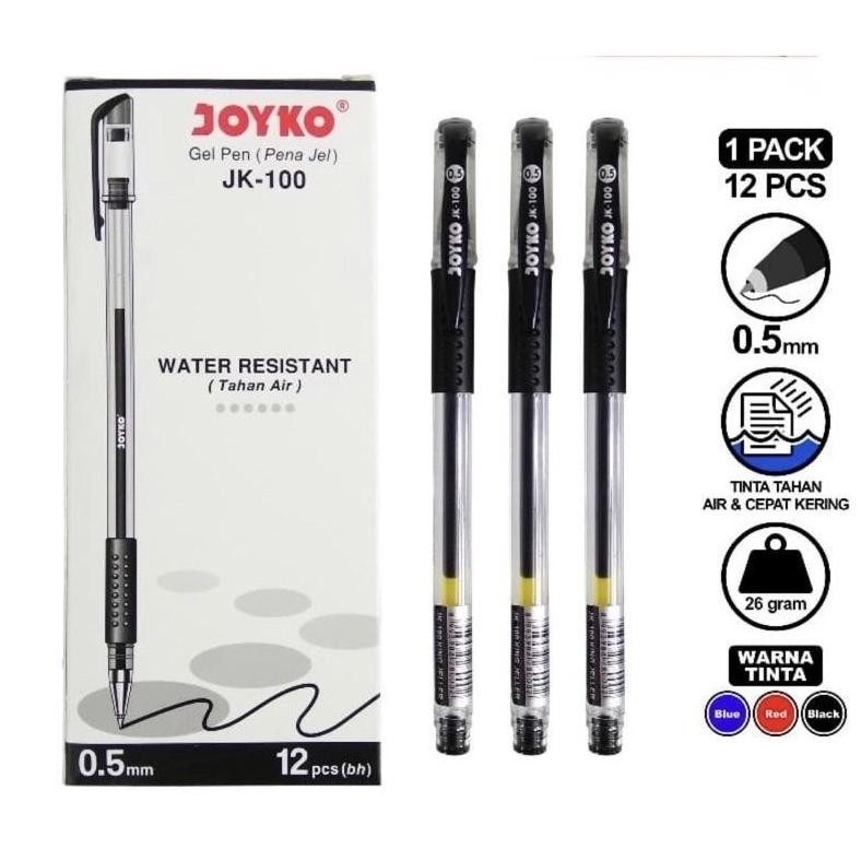 

As23 Pulpen Gel Joyko Tahan Air 0.5m JK - 100 ( 1 Pack Isi 12 PCS) Murah