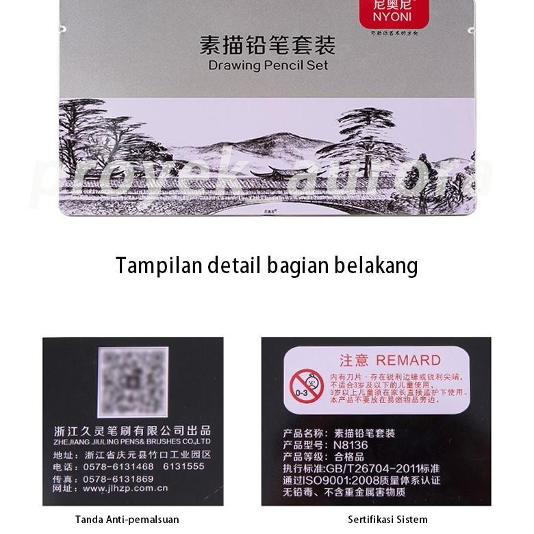 

dgf-4 Flash Sale!!!Set Pensil Sketsa Nyoni Baru Asli Kotak Besi Tirai Pena Pemula Set Lengkap Alat Lukis Tangan Pena Arang Lembut Profesional/Sketch Drawing Pencil Set 29 / Pensil Lukis Sketsa Set Lengkap Termurah