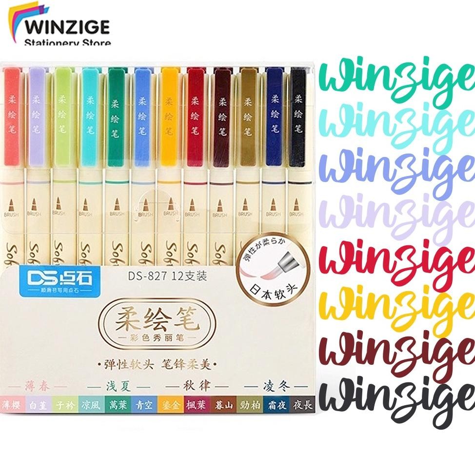 

sd-5 Winzige Set 12 Soft Brush Sign Pen Calligraphy Pen Aesthetic Brush Lettering Brush Marker Pena Kuas Warna Pulpen Pena Kaligrafi Coloring Markers Berkualitas