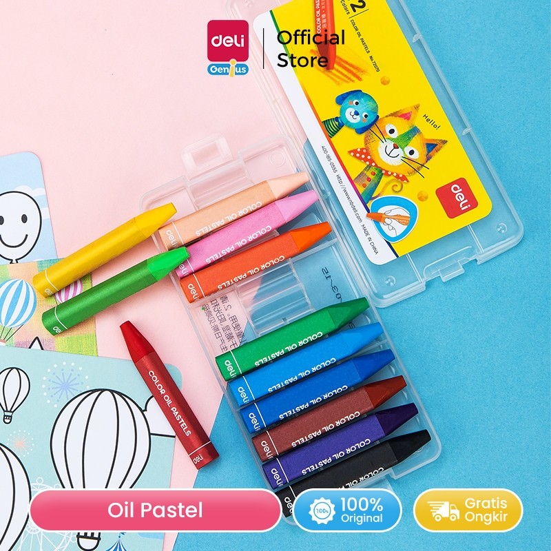 

Deli Oil Pastel 12/24/36 Warna Triangular Warna Cerah Halus Mudah Diblend 7207X