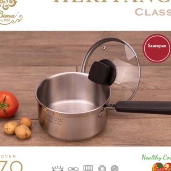 Sauce Pan Bima Heritance Classic W/Glass Lid Inox /Panci Saus Stainles
