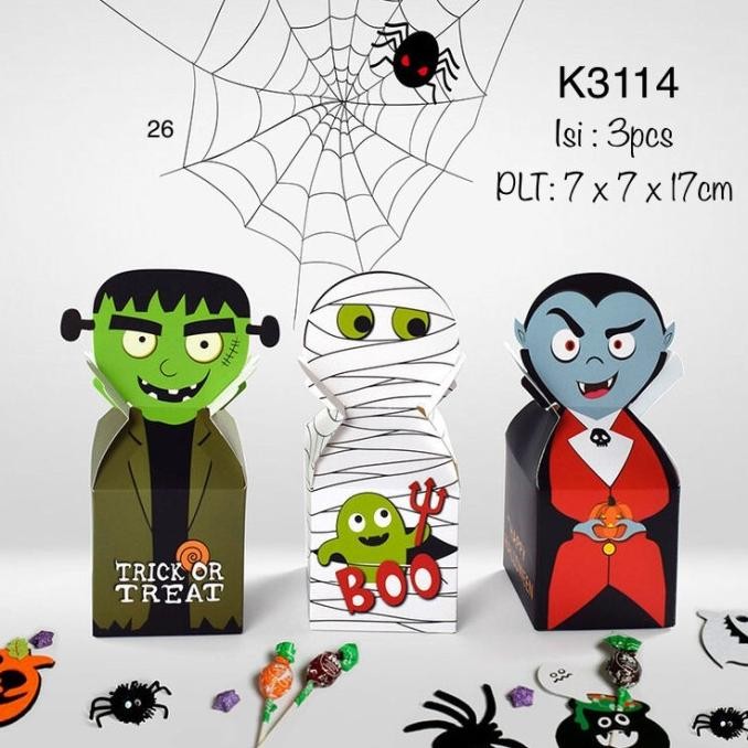 

DFR 3pcs K3114 Kotak Halloween Box Permen| dus Candy| Cookies Snack Bag TERLARIS