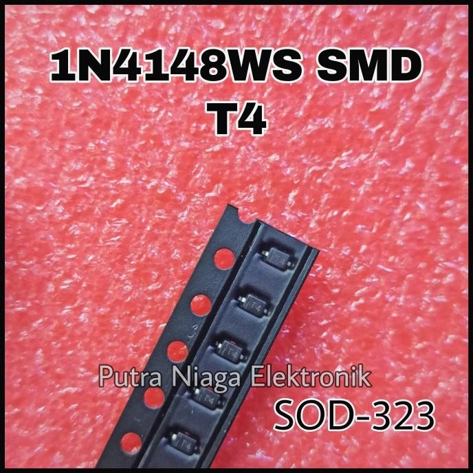 (10) Dioda SMD 1N4148WS T4 SOD323 0805 / IN4148 Fast Switching Diode 1N 4148 SOD-323 marking : T4 pu