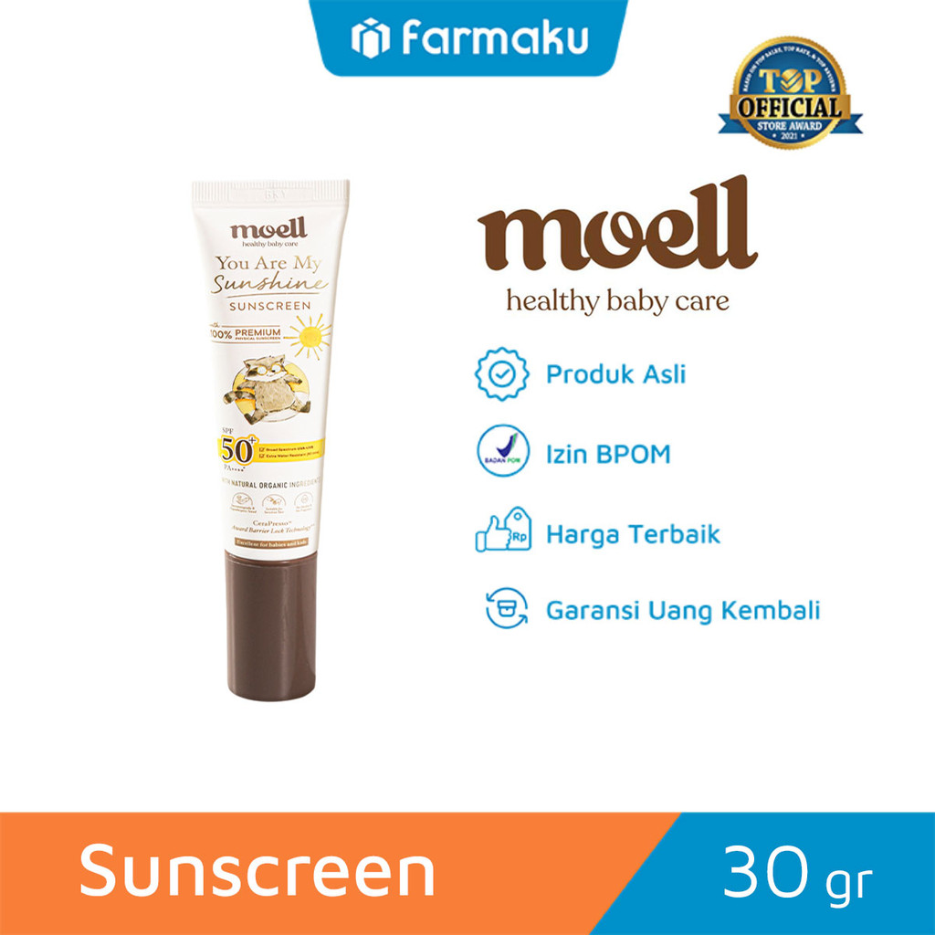 Moell Physical Sunscreen SPF 50+ (PA++++) 30 gr - Tabir Surya Anak dan Bayi