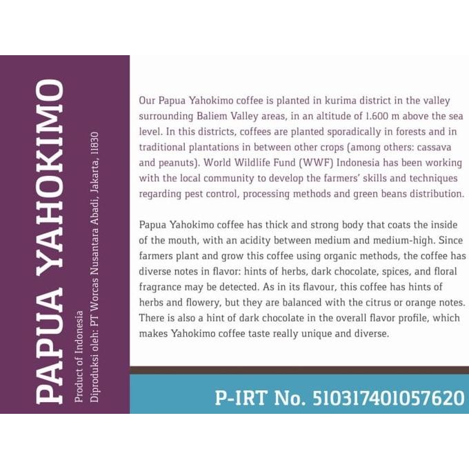 

Worcas Arabica Papua Yahukimo 200 Gram - Medium Roasted Coffee