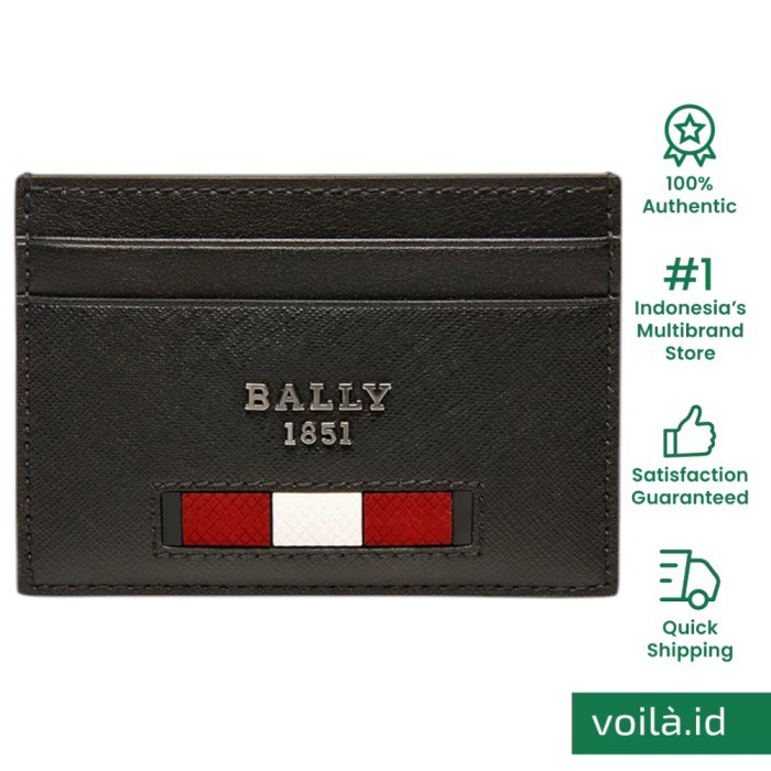 

Terlaris Bally Bhar Grained Leather Card Holder Black Red SALE