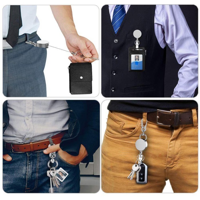 

Terlaris 1Pcs Unisex Badge Holder Clip Key Ring Retractable Id Name Card SALE