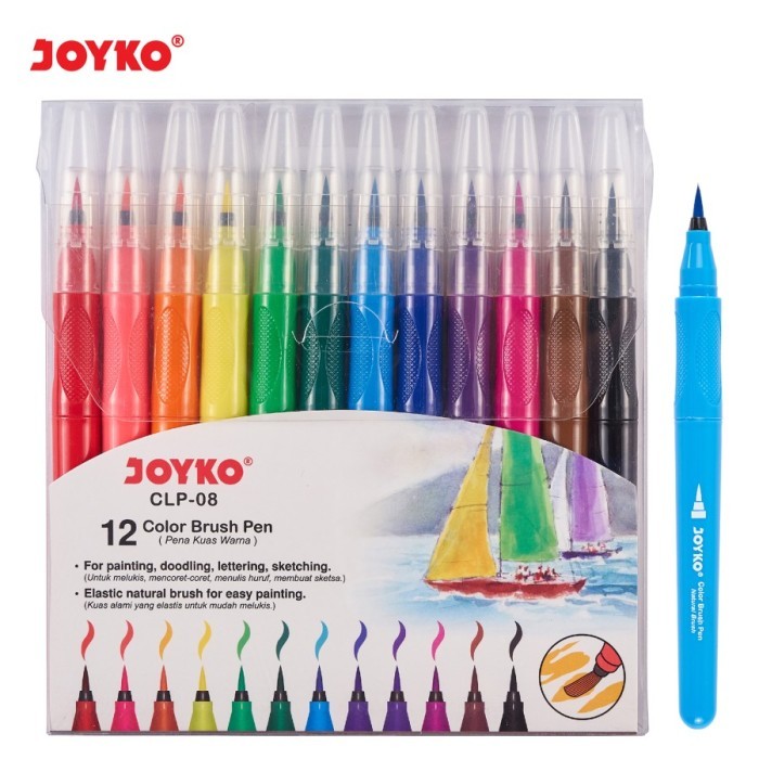 

Terlaris Color Brush Pen Pena Kuas Warna Joyko CLP-08 12 Warna Color SALE