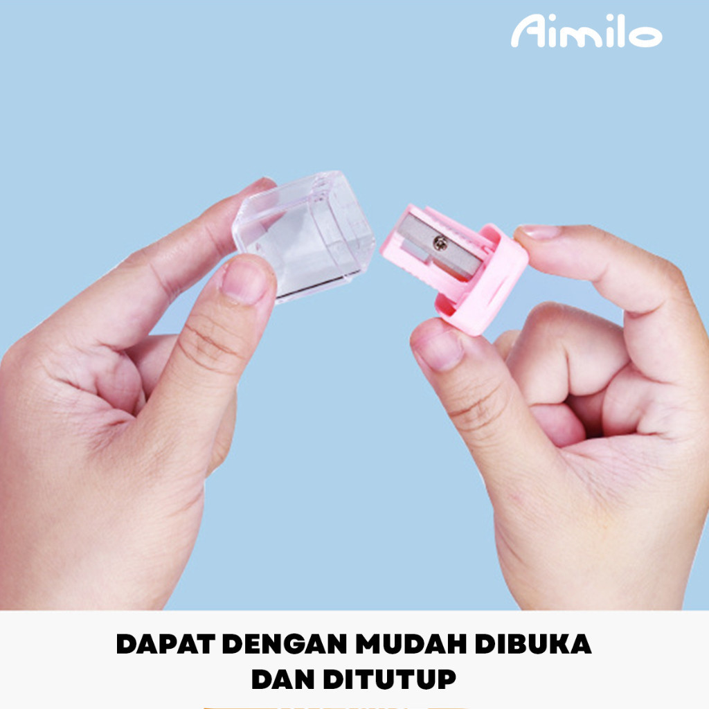 

Aimilo Rautan Serutan Pensil Putar Sharpener Dengan Penutup Rautan Pastel Aesthetic