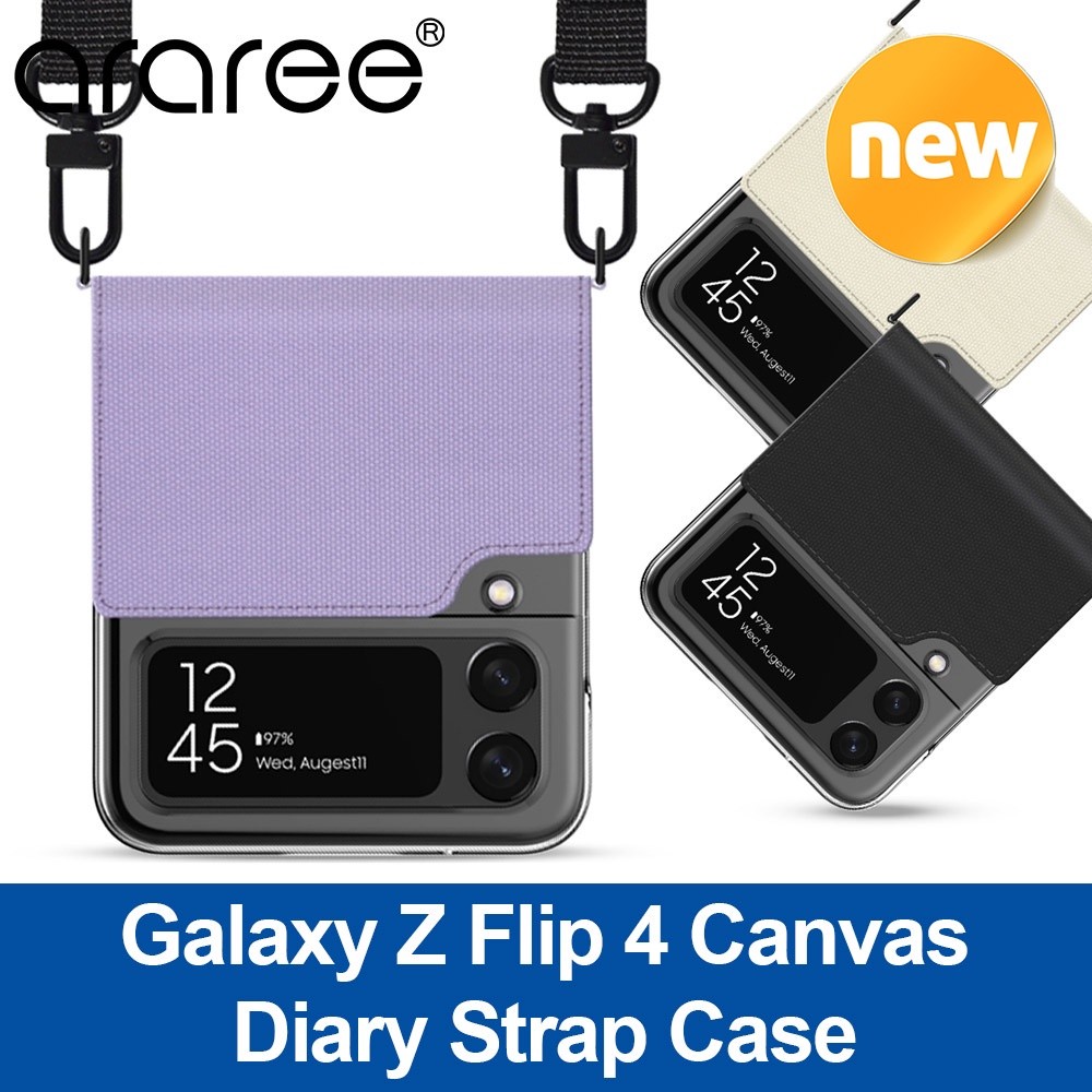 Araree Galaxy Z Flip 4 Canvas Diary Strap Case Korea |2B0B4476|