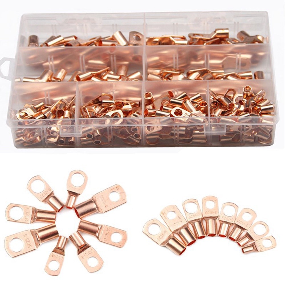 240 Buah/Kotak Kit Konektor Terminal Crimp Cincin Konektor Lug Kawat Konektor Tembaga Sc6-25 Kabel T