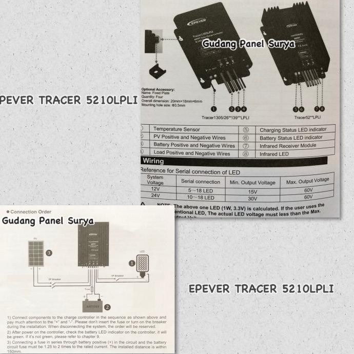 Solar Charge Controller Scc Mppt 20A Epever Tracer 5210Lpli 5210 Lpli