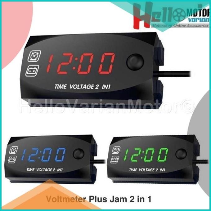 Digital Voltmeter Motor 2 In 1 Indikasi Jam & Volt 140BZ4 perkakas