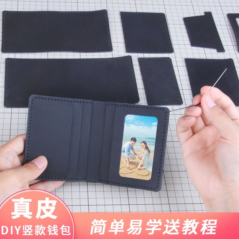 

Dompet Jahit Tangan Pria Wanita Bahan DIY Paket Tempat Kartu Pendek Hadiah Kulit Sapi Asli Bahan Buatan Sendiri |4QMFIk6u|
