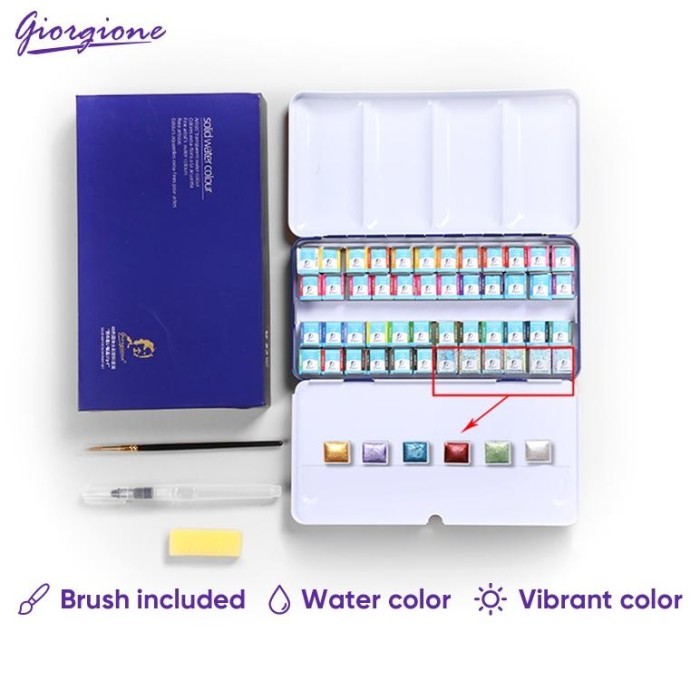 

promo! Giorgione Cat Air Watercolor Paints Free Brush 24/36/48 Warna G-MX