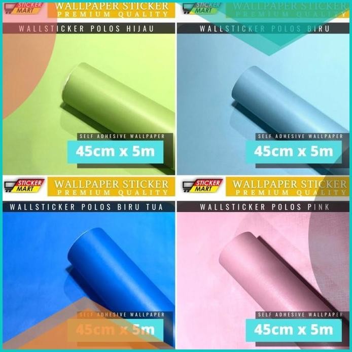 Wallpaper stiker polos varian warna pink, biru, hijau interior ruanga