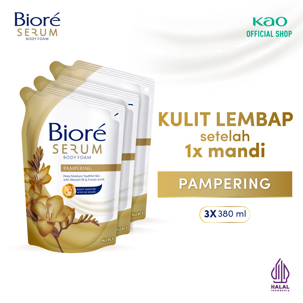 Biore Serum Sabun Mandi Cair Pampering 380ml Triplepack