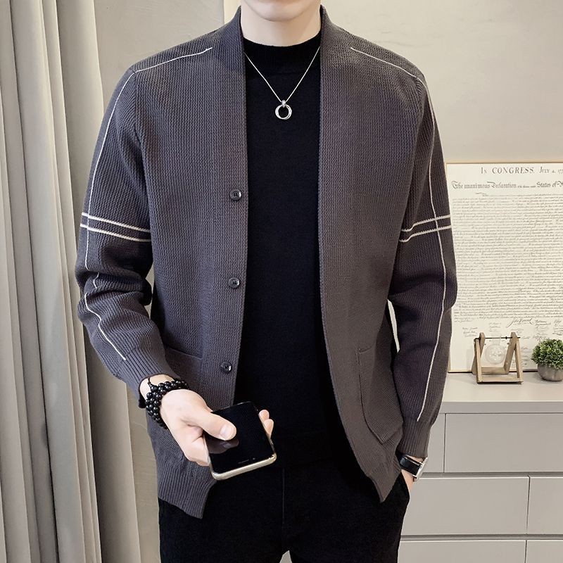 Fashion Brand Pakaian Rajut Pria, Kardigan Mantel Sweater Korea Kasual Mudah Dipakai