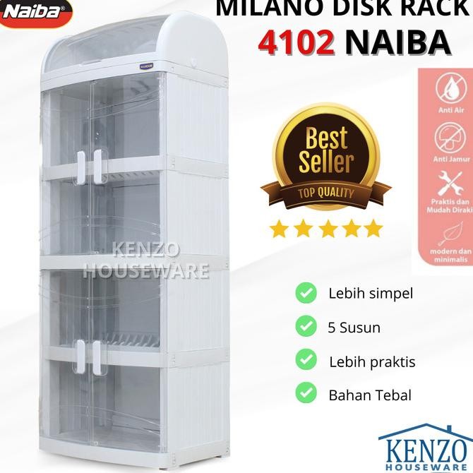 Rak Piring 5 Susun + Tutup Lemari Piring Gelas Storage Plastik Naiba