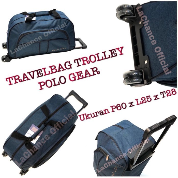 TRAVEL BAG TROLY KOPER CABIN POLO GEAR RODA ORIGINAL IMPORT HITAM