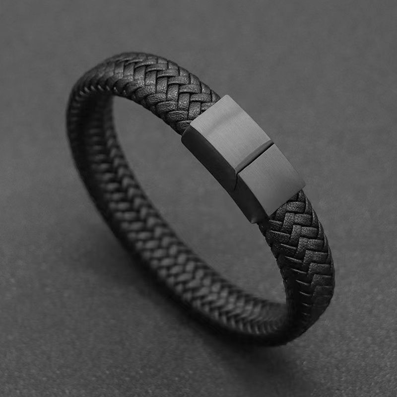 Gelang kulit pria gelang kulit kepang pria keren pria gelang kulit eropa dan amerika pria jepang tre