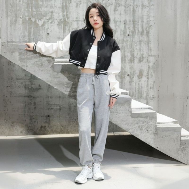 Epix Apparel Jaket Varsity POLOS BASIC CROP Big Size Jacket Wanita Korean Ulzzang Oversized S M L XL