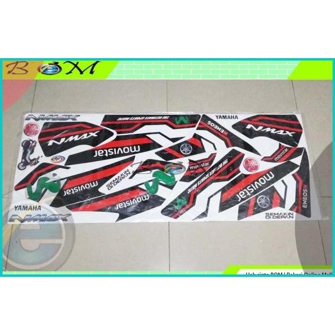 Striping Stiker Sticker yamaha NMAX full body hitam merah movistar 14