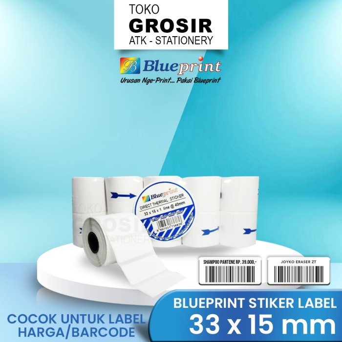 

Terlaris Direct Thermal Sticker / Label Stiker BLUEPRINT 33x15x1line (1 PACK) SALE