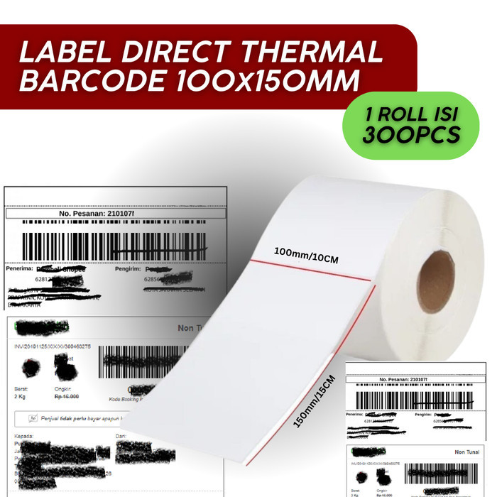 

Terlaris Kertas Label sticker Barcode Thermal 1 Kolom 100x150mm [300 PCS] SALE