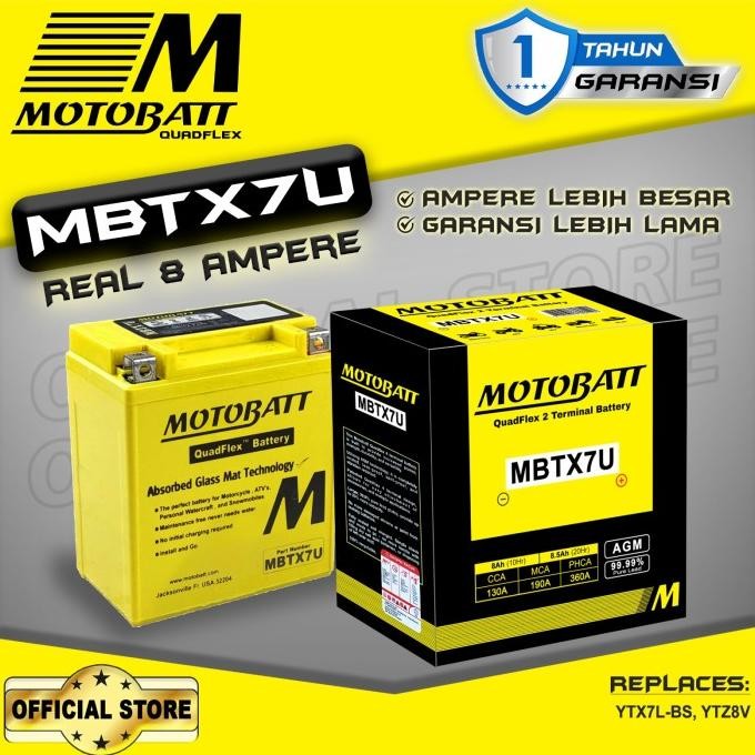 Motobatt Quadflex MBTX7U - 8Ah (Garansi 1 Tahun)
